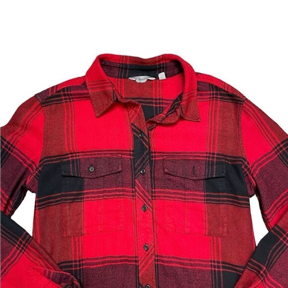 ATHLETA Trail to Town Tunic Shirt Dress Red Black Plaid Size Small - Picture 5 of 10